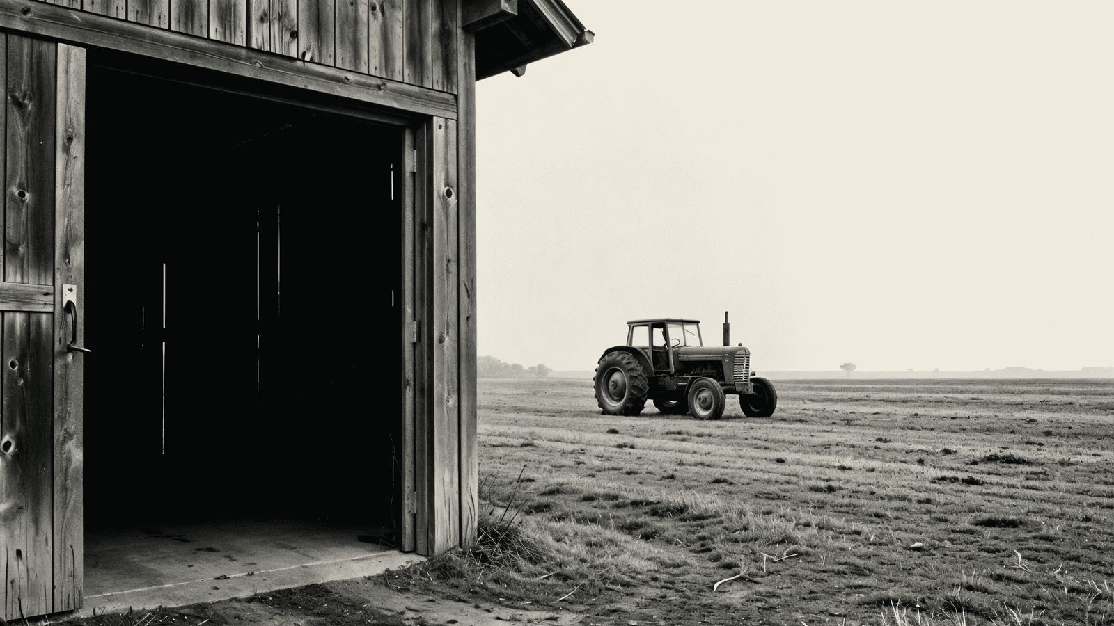 A stable with several horses standing quietly in warm light, an image of work that was predicted to vanish and didn't